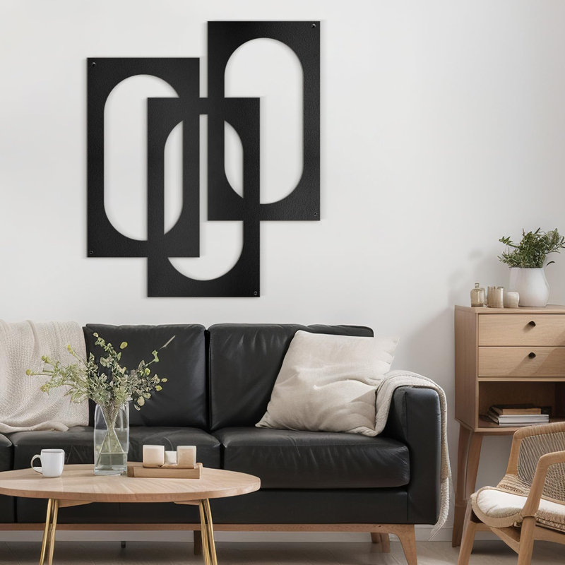 Décoration murale en métal, Noir, H 36 po x l 24 po x P 0,05 po