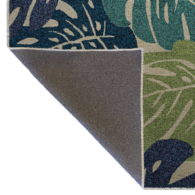 Tapis décoratif moderne et créatif avec un thème bleu-vert et des motifs de fleurs et de feuilles