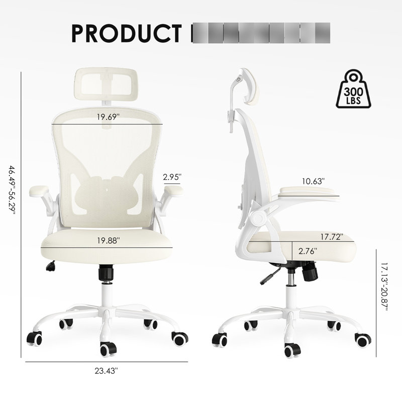 Fauteuil de bureau ergonomique en filet avec support lombaire réglable et bascule 120 - blanc pour ordinateur de bureau