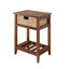Table d'appoint en noyer et naturel avec panier tressé-97821423