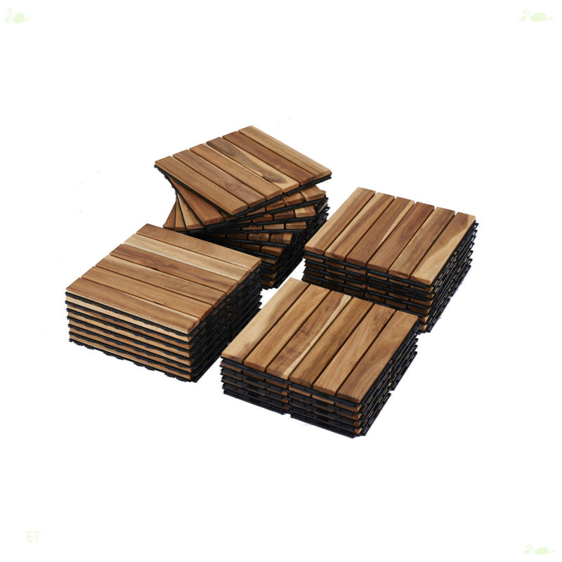 20 PCS Interlocking Deck Tiles Striped Pattern, Natural
