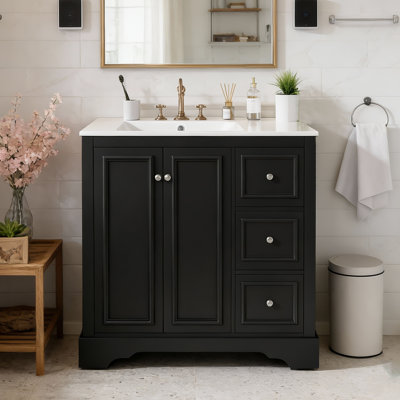 36'' Transitional Bathroom Vanity With Ceramic Sink