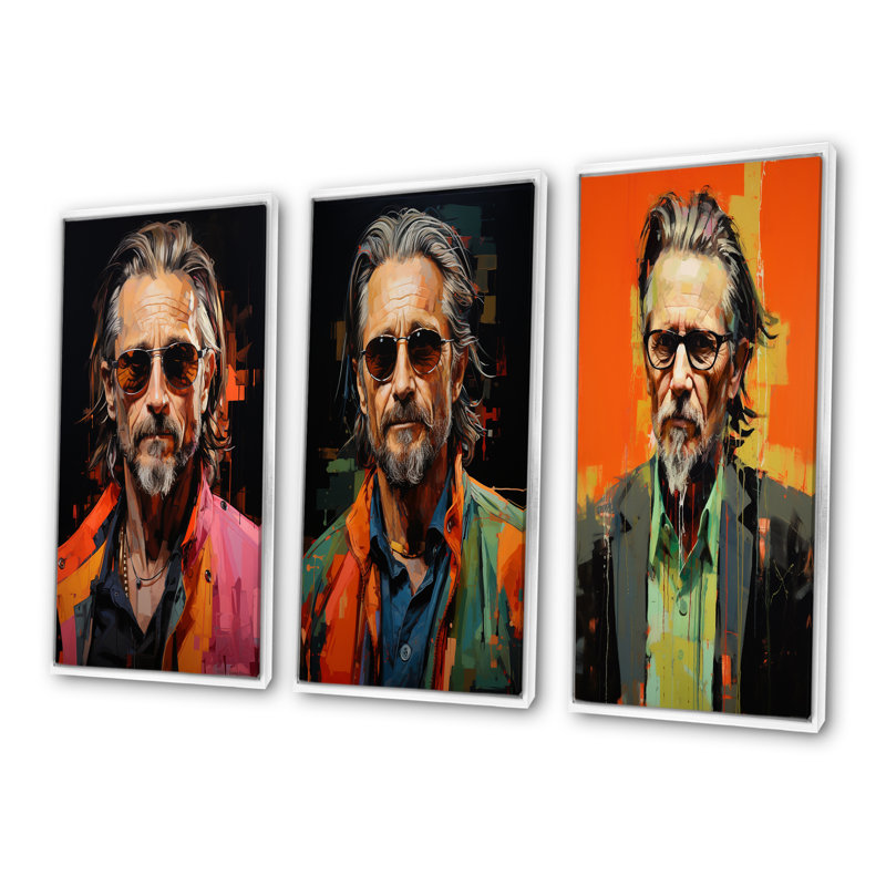 Portrait Pop Old Olive Pop Art, H 28 po x l 36 po, Cadre flottant blanc