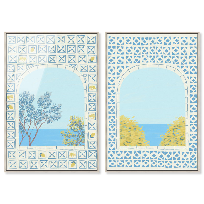 Mediterranean window set High-Gloss Frameless Acrylic Glass Wall Art Nautical & Beach Print by Oliver Gal, Ready to Hang, 10 x 15