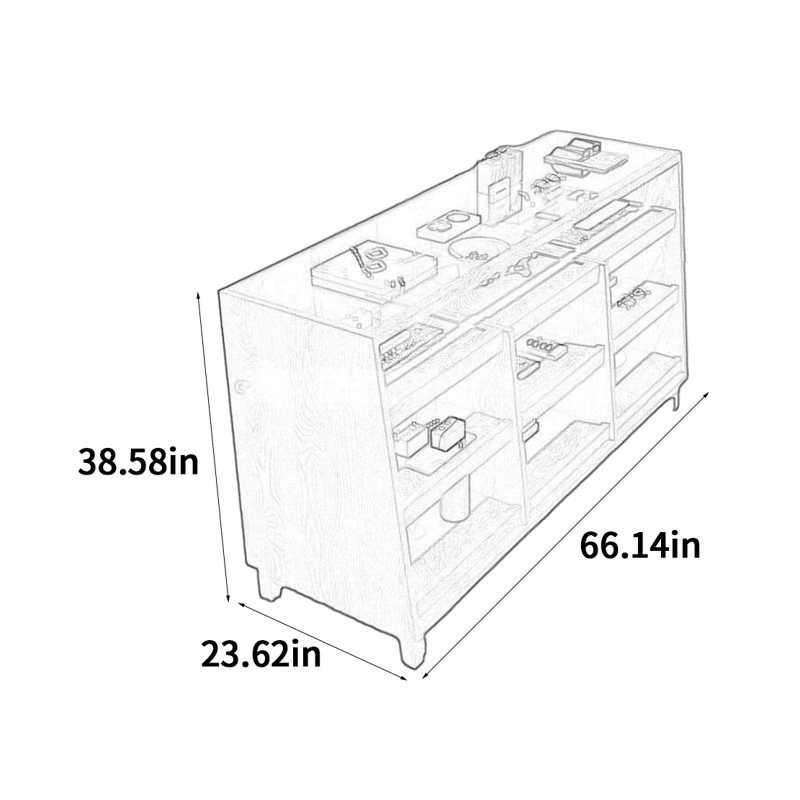 Armoire pour îlot central Fashion, H 38,58 po x l 66,14 po x P 23,62 po