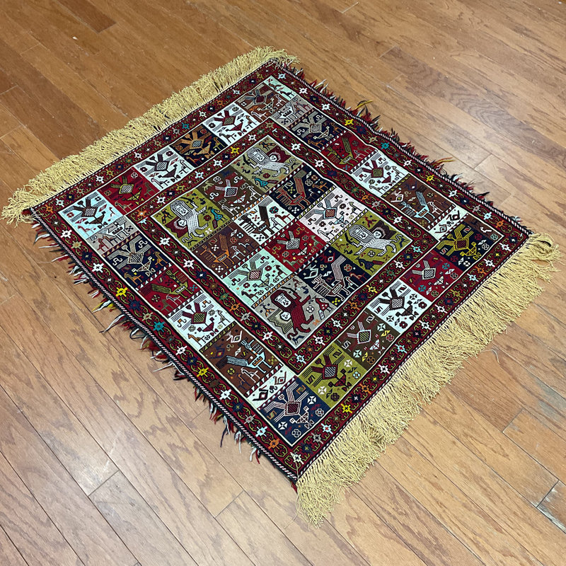  Tapis en soie Soumak fait à la main