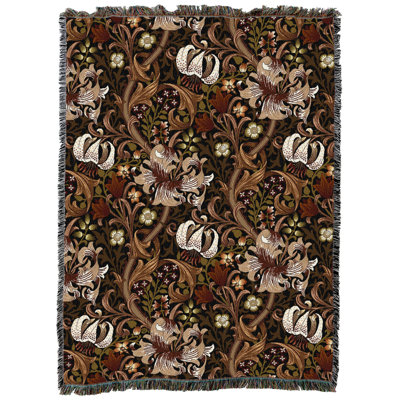 Couverture Pure Lily Wise de William Sienna Golden Lily - artisanat - jeté en coton tissé - fabriqué aux États-Unis (82 x 62)