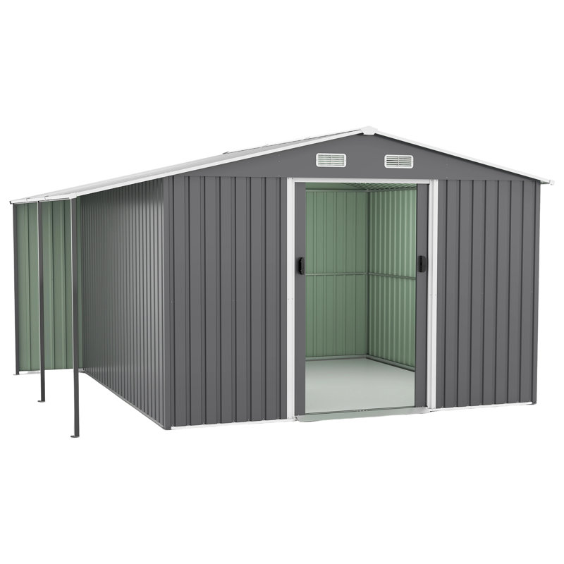 Spacious Metal Garden Shed With Lockable Doors For Backyard Tools & Equipment Storage