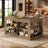 Bar Table, 63-Inch Counter Height Pub Table, Rectangular Wooden Kitchen Dining Furniture with Storage Shelves for Dining Room, Home Bar, Living Room (Rustic Brown)