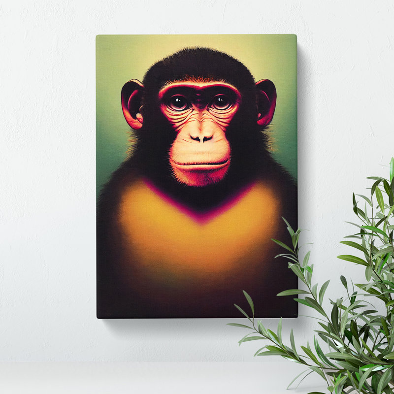 Monkey Face - Wall Art, 60cm H x 40cm W x 3cm D, Wrapped Canvas
