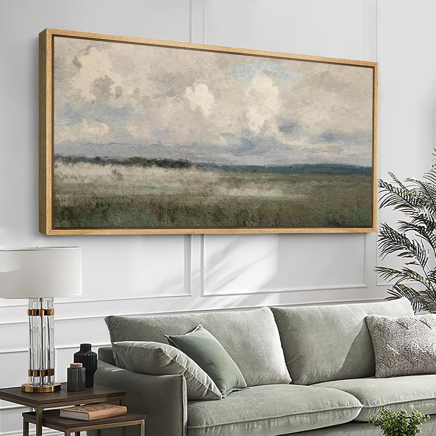 wall26 Tranquil Misty Field Under Cloudy Sky Modern Art Wayfair