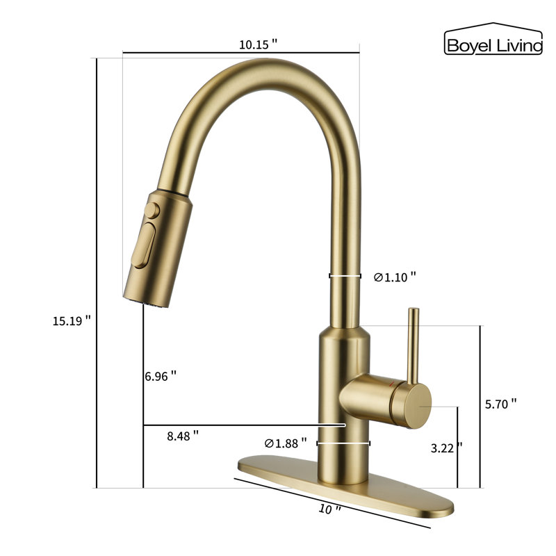 Boyel Living Kitchen Faucet, Brushed Gold