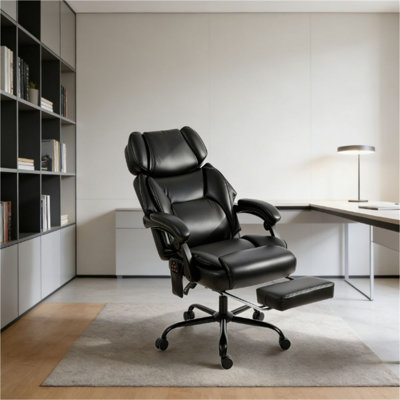 Élégant fauteuil de massage noir rembourré avec inclinaison, vibration et chaleur pour le bureau à domicile et le bureau