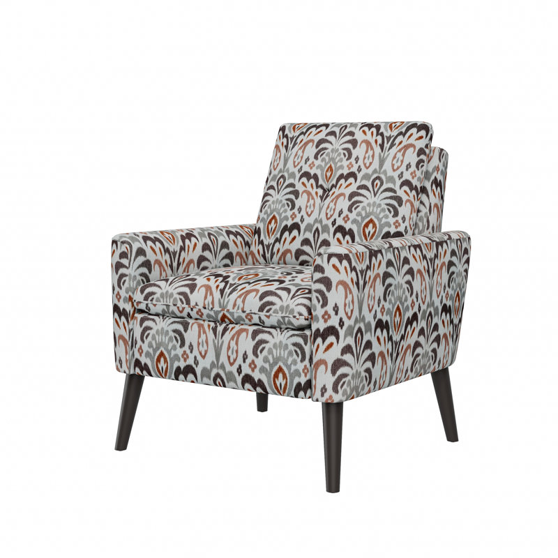 Accent Arm Chair in Damask Pattern with Solid Wood Legs