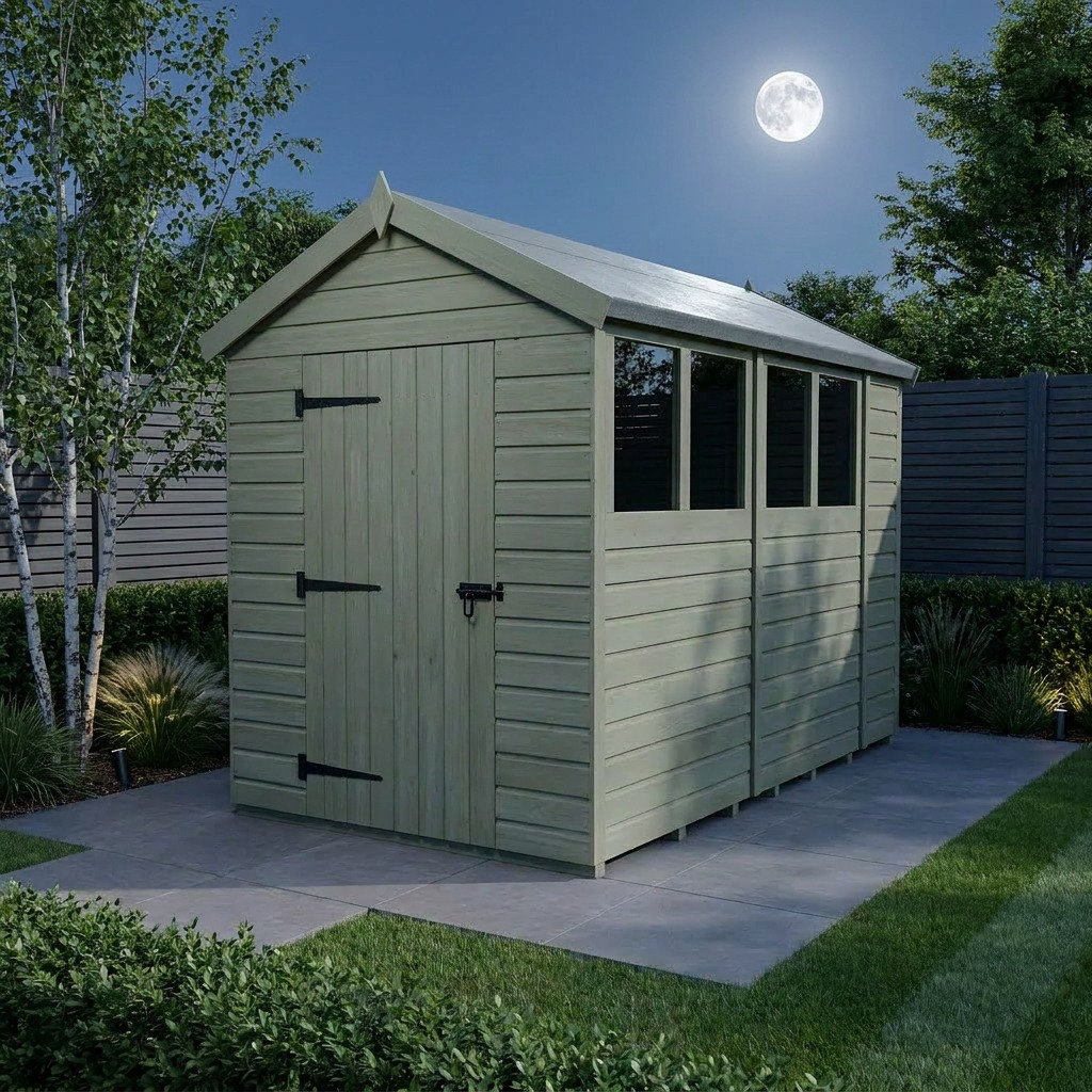 Total Sheds 6ft x 11ft Apex Garden Shed - Single Door - With Windows - Pressure Treated Timber - UK Manufactured