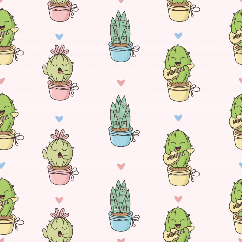 Rouleau de papier peint pelez et collez L 8,5 pi x l 24 po Silkeborg Cactus Plants