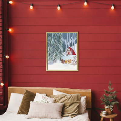 Woodland Creatures Winter Campfire Floating Frame, design by Nabeela Rumi