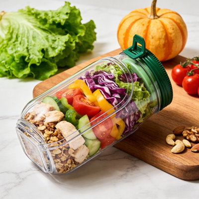 Plastic Salad Container with Leakproof Flip Top