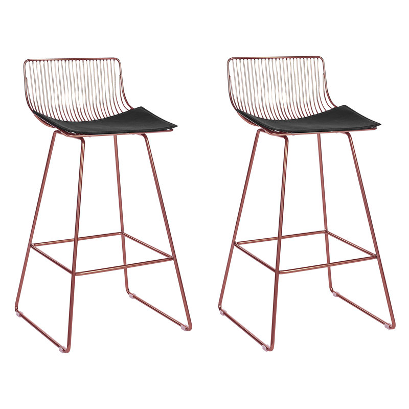 Caillier Upholstered Counter Stool with Metal Frame, Rose Gold