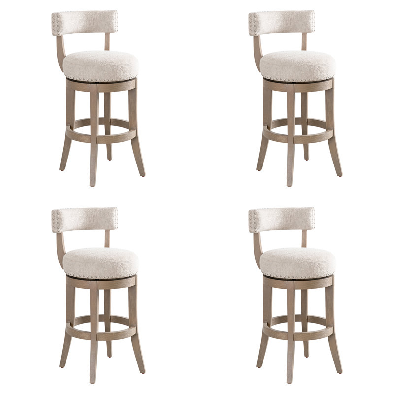 Tabouret de bar pivotant Granby, Bois délavé, 4, Tabouret de bar (siège d'une hauteur de 30 po)