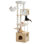 Grand arbre à chat avec station de restauration, grande tour à chat en bois de 74,8 pouces avec très grands condos et hamacs, perchoir spacieux, poteaux en sisal et en acier, tapis à griffer pour chats adultes d'intérieur - beige