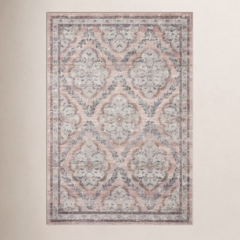 Rifle Paper Co. x Loloi Courtyard Blush Area Rug feat. CloudPile, Rectangle 5' x 7'6"