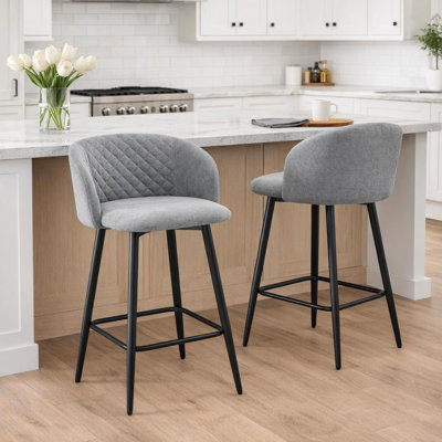 Swivel Upholstered Counter Stool with Metal Frame