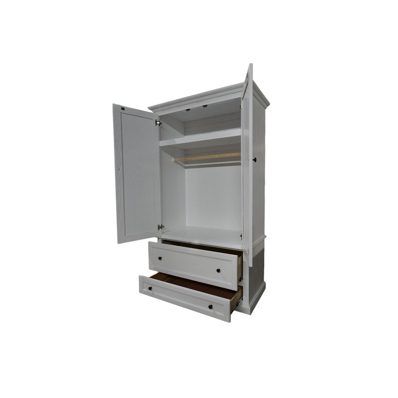 Armoire moderne en bois massif, Blanc brillant