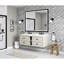 Miroir de salle de bain 60 po x 48 po avec DEL, cadre en aluminium, brouillard, fonction mémoire, 3 couleurs, gradation continue, réglages de couleur noir mat, intensité variable, apparence aluminium