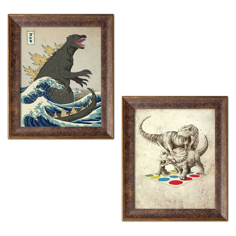 Fantasy & Sci-Fi 2 - Piece, Black Framed Paper, 14" H x 11" W x 0.75" D