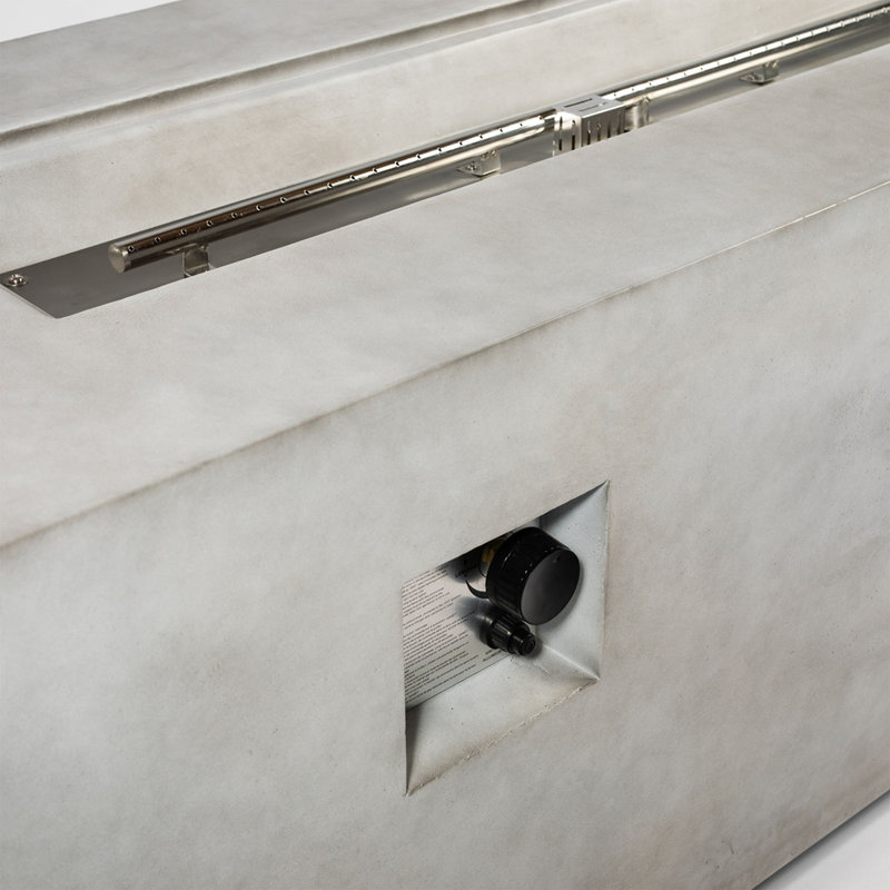Foyer de table 70 po au gaz propane, foyer d'extérieur rectangulaire en béton de 60000 BTU pour patio extérieur - gris clair