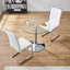 Ensemble de salle à manger 3 pièces en verre trempé rond moderne avec chaises en porte-à-faux en similicuir -1700736997