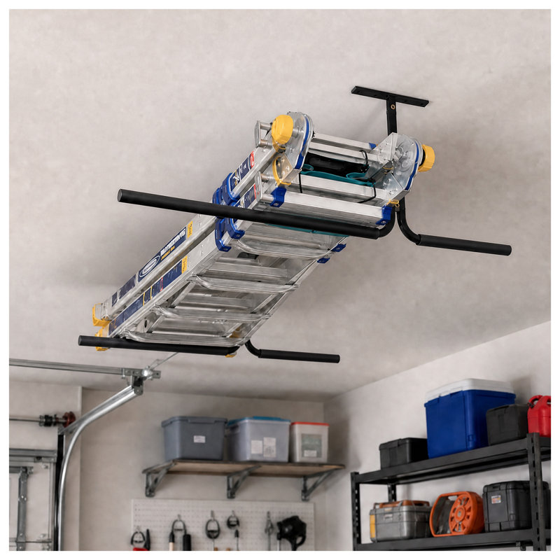 2 supports de rangement pour kayak de plafond, support de garage suspendu, support de rangement réglable pour plafond robuste, peut contenir 2 kayaks, canot, planche de surf et SUP