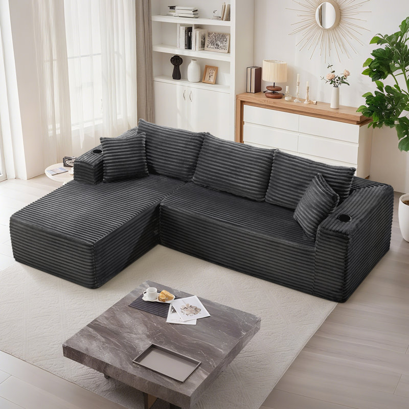 Canapé modulaire en forme de L Boneless, Gris