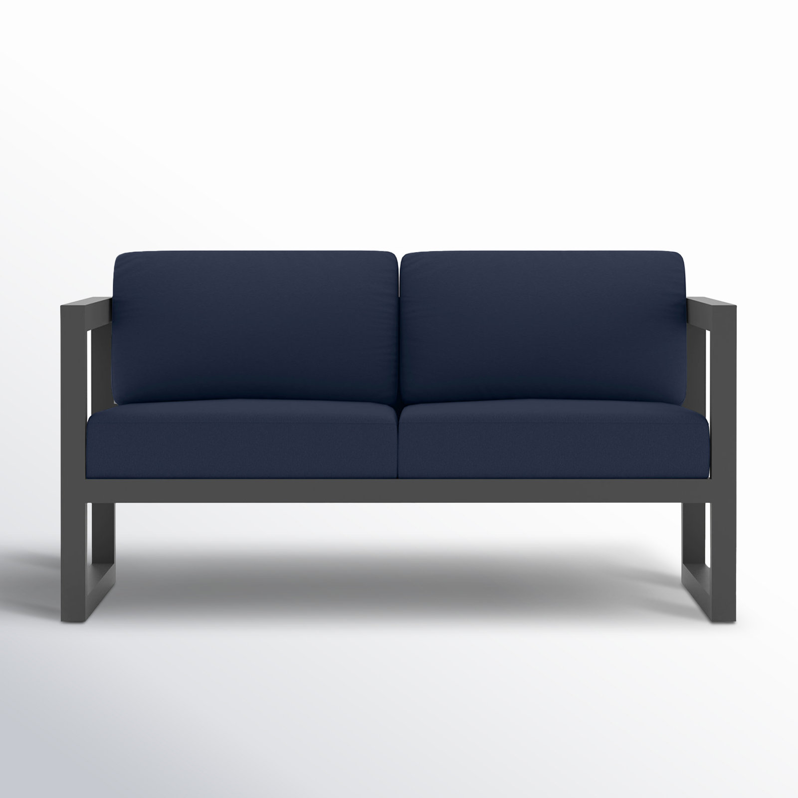 Smith 57" Outdoor Loveseat with Sunbrella® Cushions, Spectrum Indigo, Slate