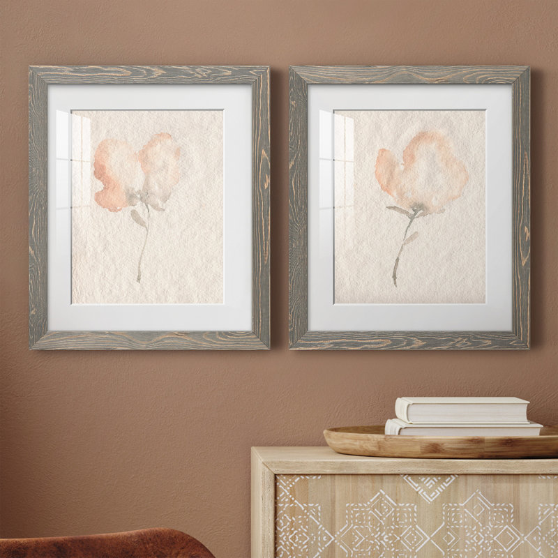 Fleur Petite I - ensemble de 2 peintures encadrées, H 17 po x l 20 po x P 1 po, Blanc