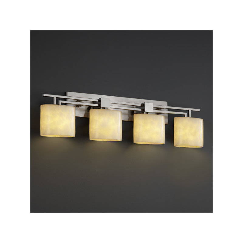Éclairage pour meuble-lavabo 4 lumières Muscotah LumenAria, Carré avec rebord plat, Noir mat