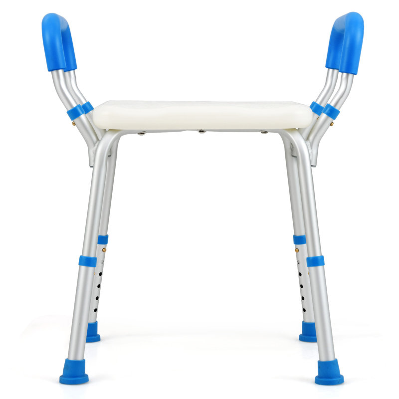Bath Chair Shower Bench W/ Detachable Padded Arms-Blue