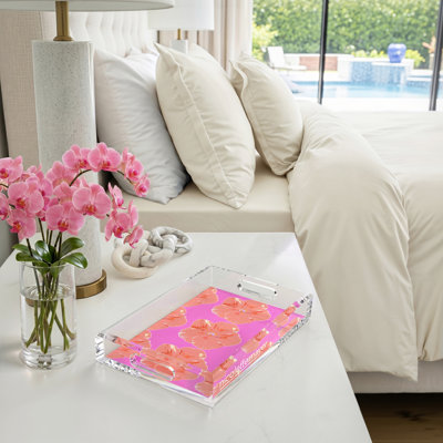 Hibiscus Acrylic Rectangle Decorative Tray