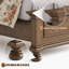 Ensemble de chambre à coucher classique en bois massif 3 pièces, comprenant un très grand lit de 65 po et deux tables de chevet, brun clair-515599562-515599561
