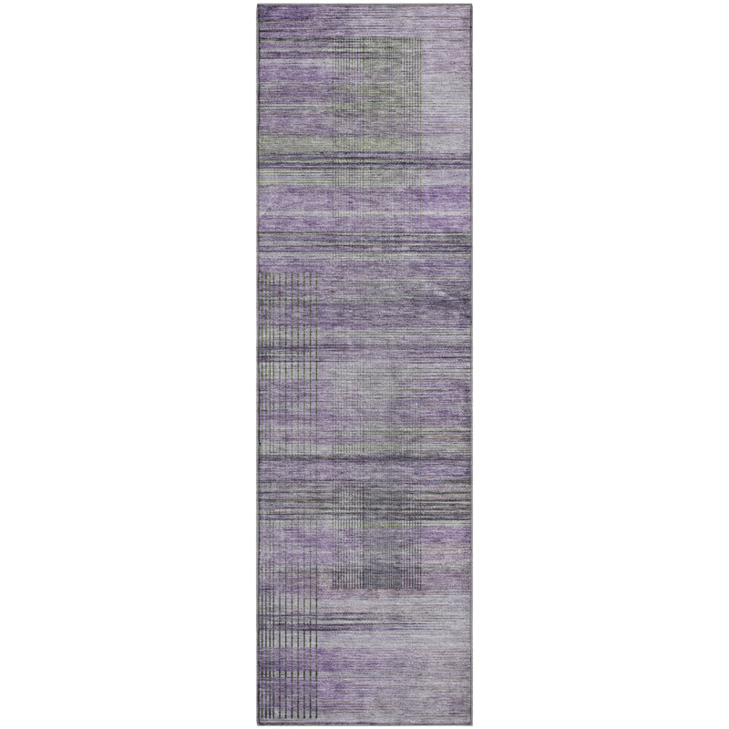 Premium Machine Washable Prisco Purple Rug, Runner 2'3" x 7'6"