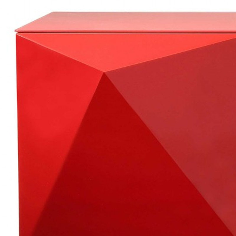 Table console de 94 pouces en acier inoxydable rouge et argent et métal