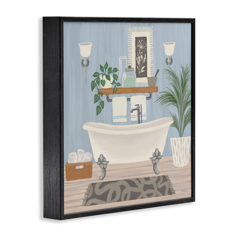 Giclée encadrée «Unwind and Refresh Bathaign», conception par Cat Thurman Designs, Giclée encadrée noir minuit