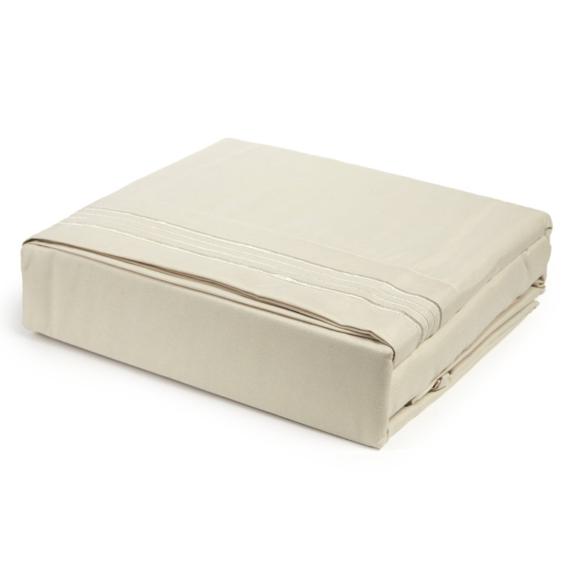 Microfiber Polyester Sheet Set, Beige, Queen Sheet Set + Fitted Sheet + 2 Pillowcases