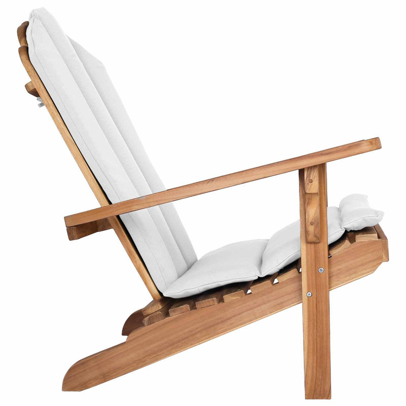 Garden Adirondack Chair Natural Solid Teak Wood Outdoor Wooden Chair, White