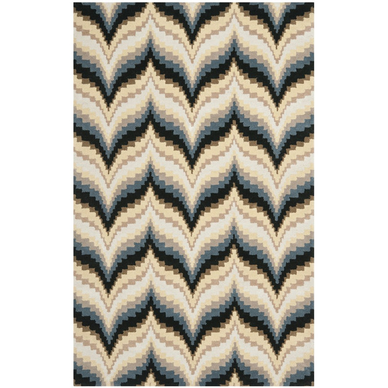 Tapis beige/gris en laine Wildfire, Rectangle 5 pi x 8 pi