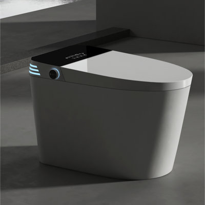 Smart Toilet With Bidet Technology - Foot Sensor, Auto Flush, Heated Contemporary Warm Water, Flush