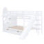 Lit superposé Style - blanc, 2 tiroirs, 3 tablettes et glissade, texture bois naturel confortable-130164579