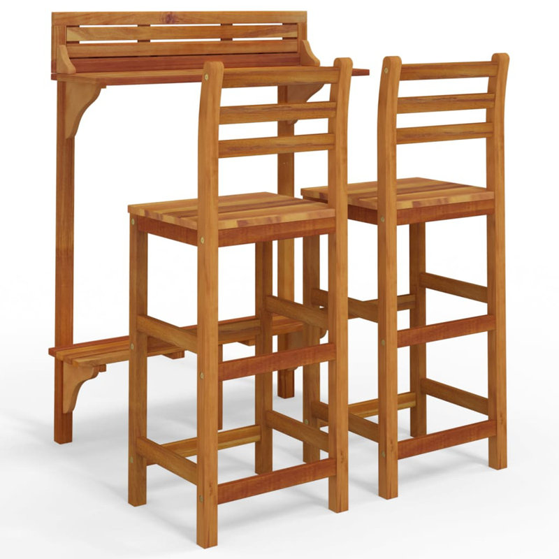 Kentworth Dakota Fields Bar Set with Solid Wood Outer Material, Brown