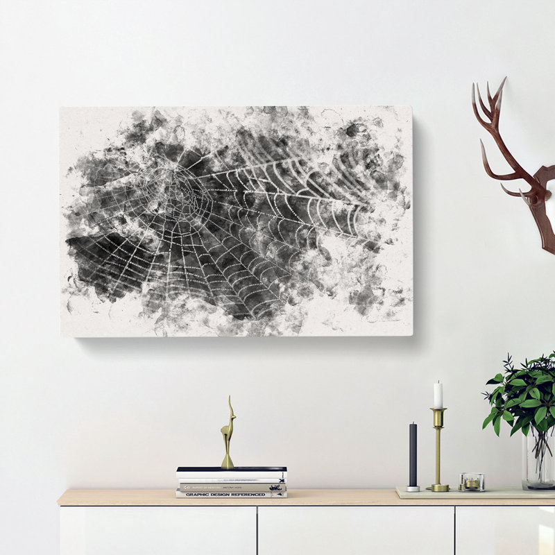 Spiders Cobweb Watercolour - Wrapped Canvas Print, 50cm H x 76cm W x 3cm D